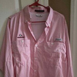 Columbia UGA Bulldogs PFG Plaid Super Tamiami Long Sleeve Shirt
